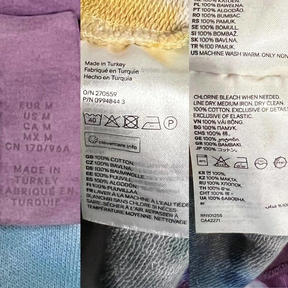 Hand Tie Dyed Upcycled Multicolor French Terry Short Sleeve Sweatshirt Women's M - Picture 10 of 11